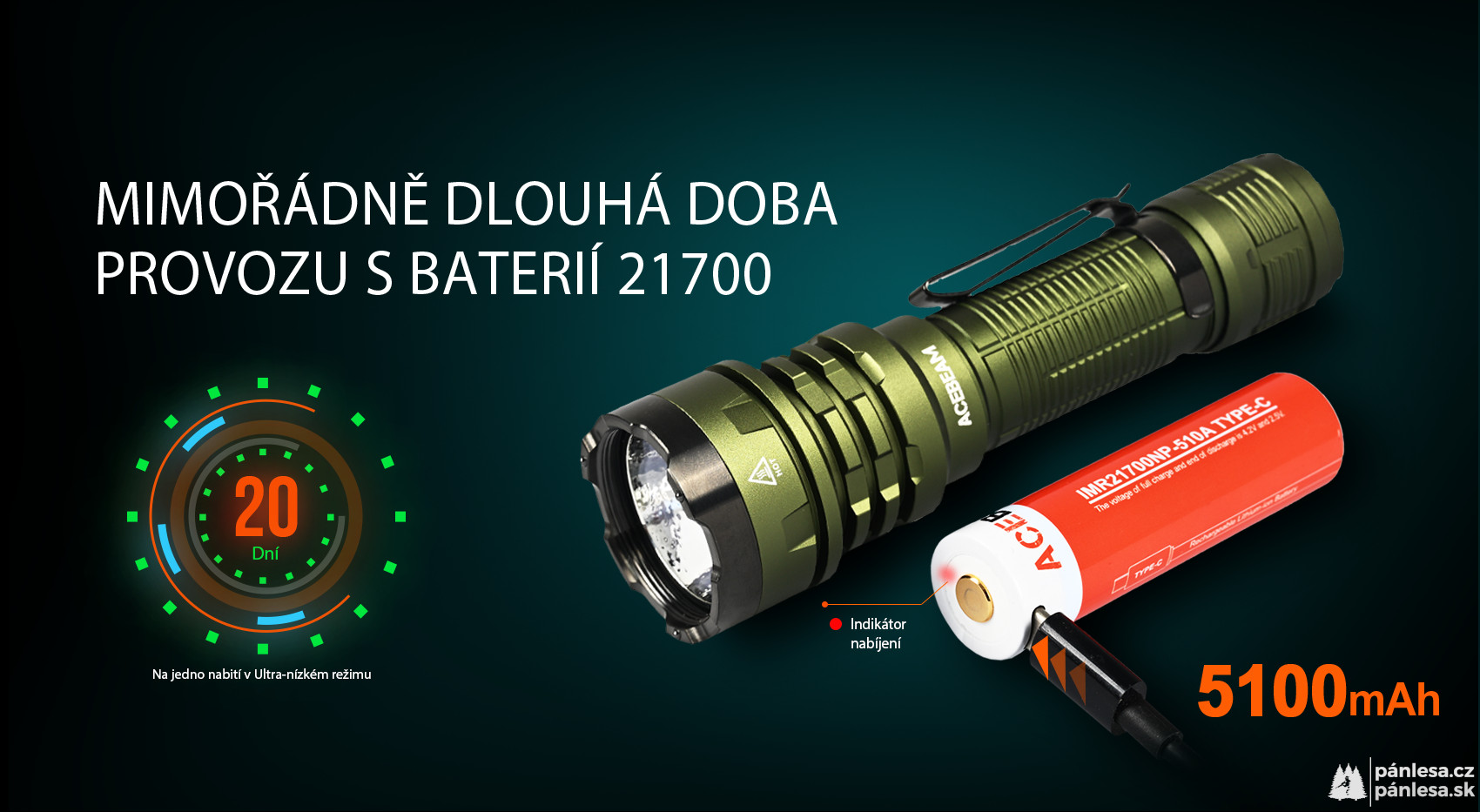 AceBeam Defender P17, 4900 lm, tmavozelená - Taktická LED baterka, zelená