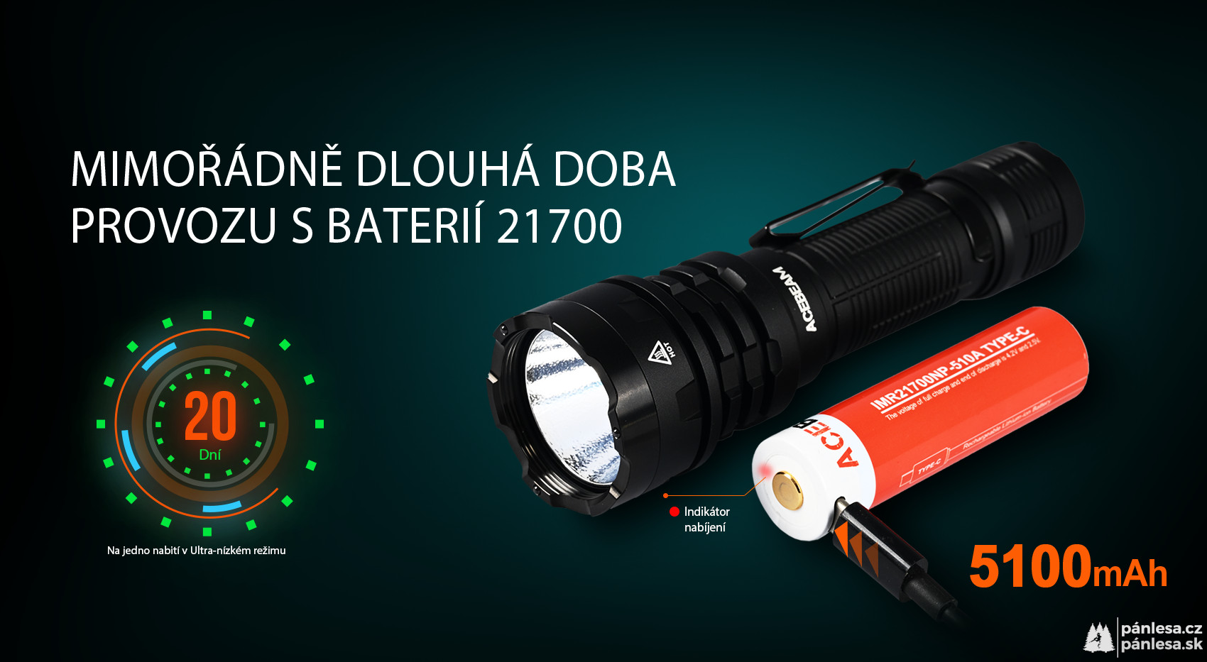 AceBeam Defender P17, 4900 lm, čierna - Taktická LED baterka, čierna