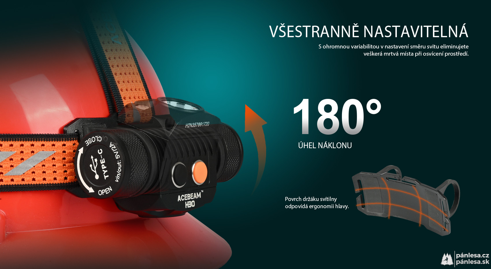 AceBeam H30 R+G, 4000 lm, black - LED čelovka, čierna