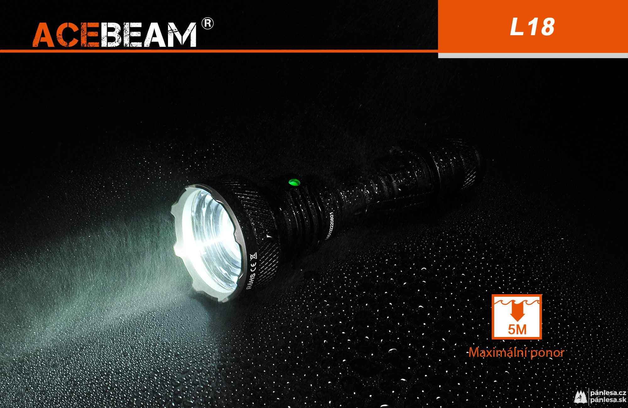 AceBeam L18, 1500 lm - Lovecká LED baterka, čierna