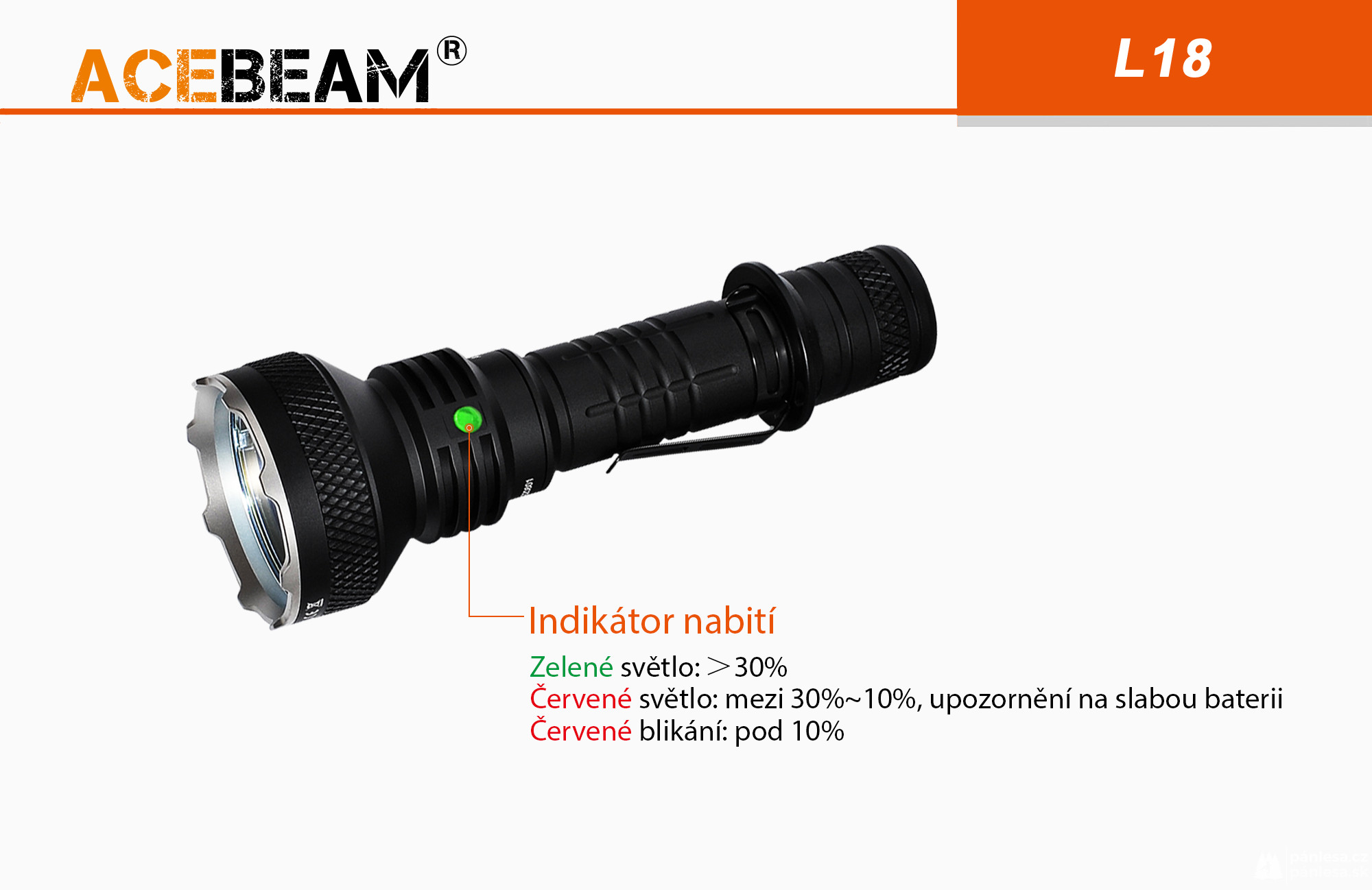 AceBeam L18, 1500 lm - Lovecká LED baterka, čierna