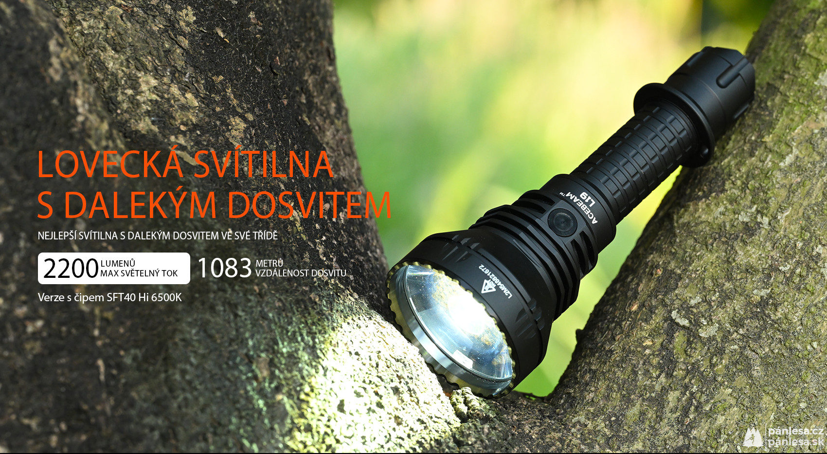 AceBeam L19 2.0, 2200 lm, SFT40 Hi - Lovecká LED baterka, čierna